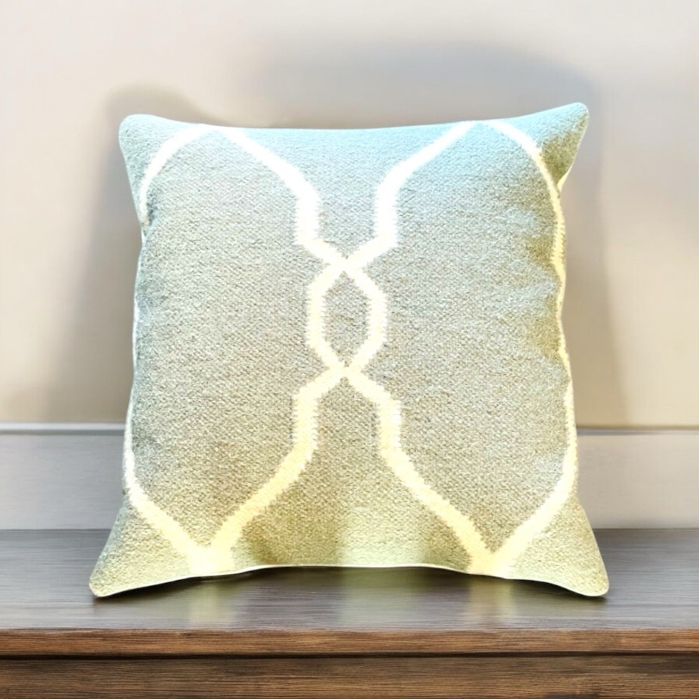 New! SURYA WOOL COTTON GEOMETRIC SQUARE THROW DECORATIVE PILLOW 18x18